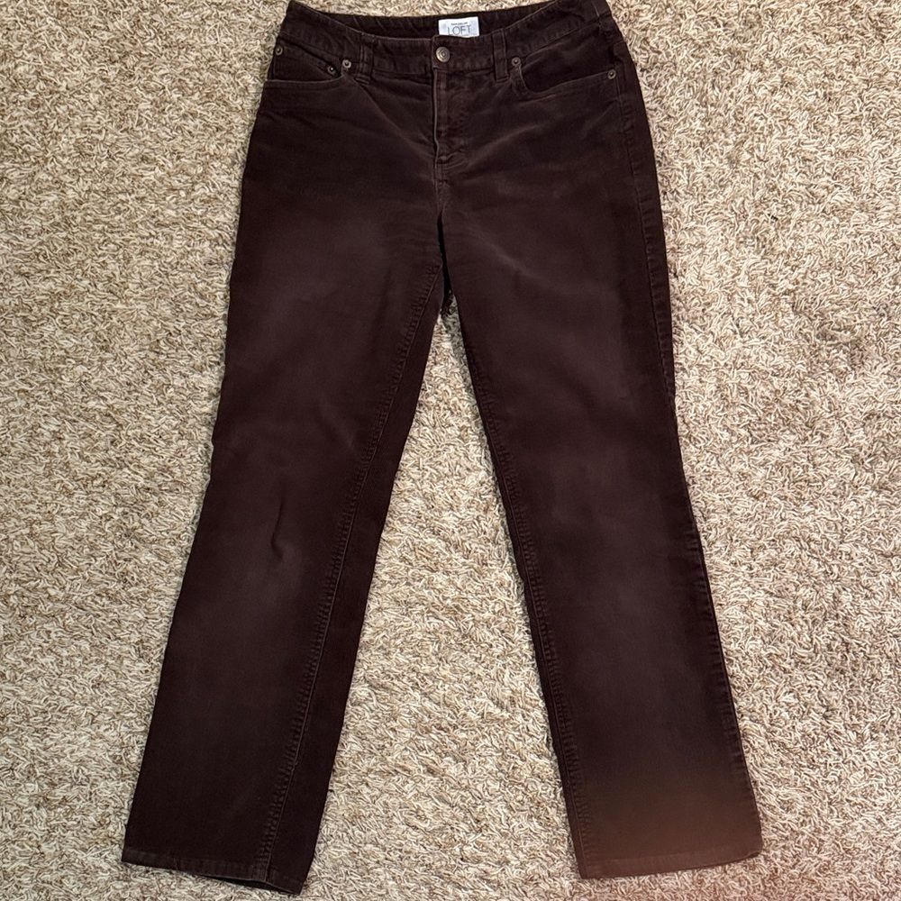 LOFT Corduroy Brown Pants Womens Size 2 Casual Warm Minimalist